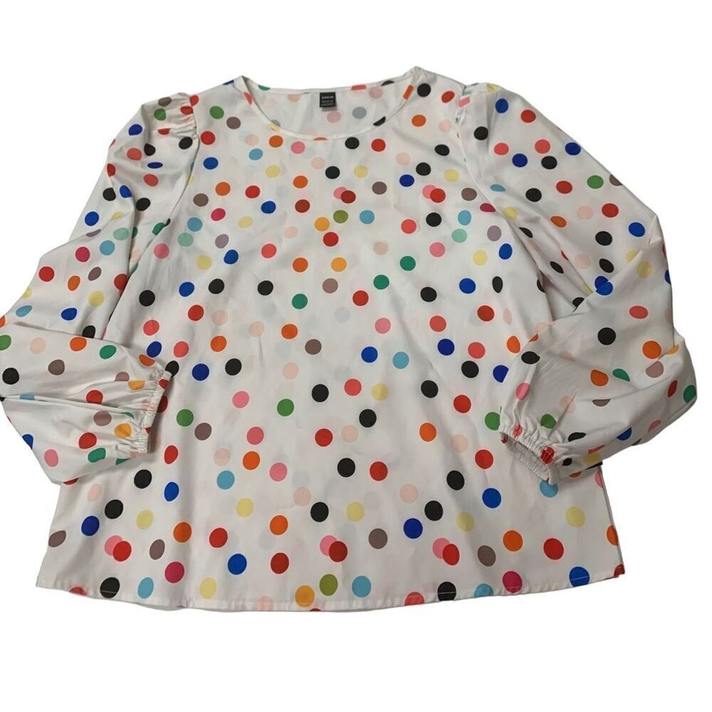 Multicolored Polka Dot Patterned Blouse - image 2